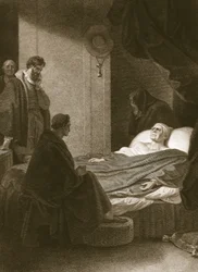 A Morte do Cardeal Wolsey, gravada por A. Smith, ilustração de "The History of England", de David Hume, pub. por R. Bowyer, Londres, 1812